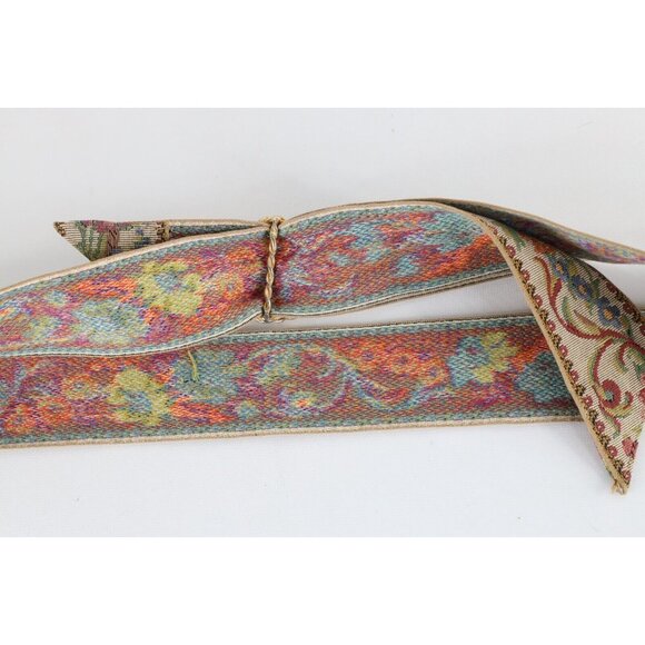 Vintage 60s 70s Mid Century Modern MCM Tapestry Needlepoint Flower Belt Band main image 4
